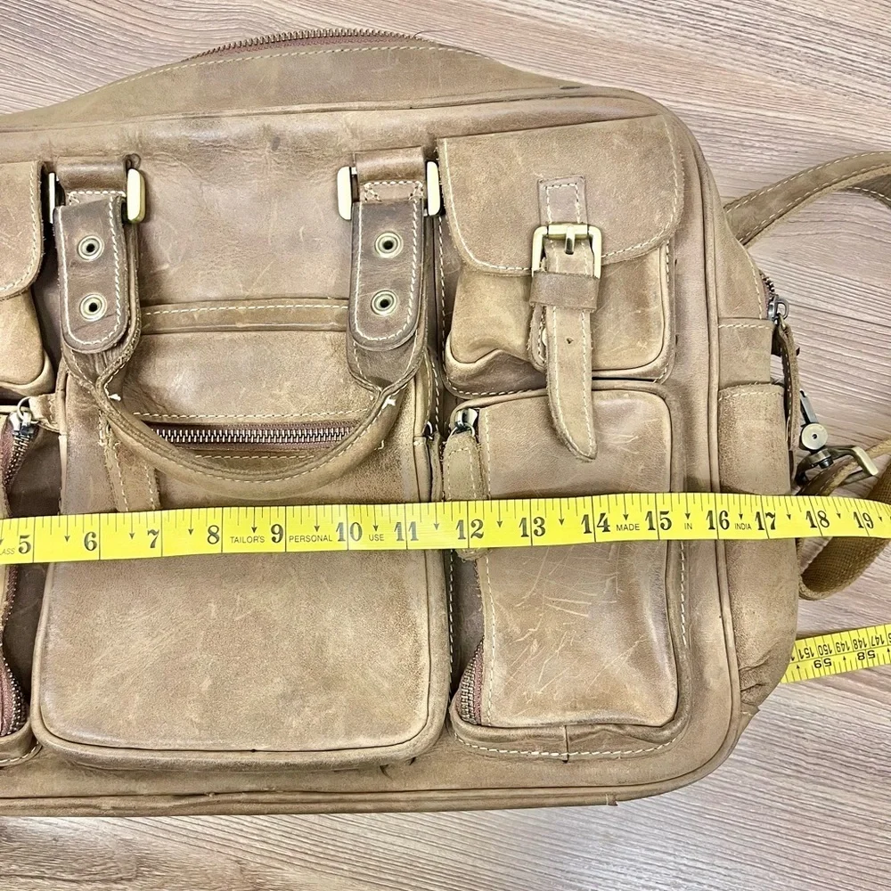 Casual Leather Briefcases Laptop Bag Brown Color Americana